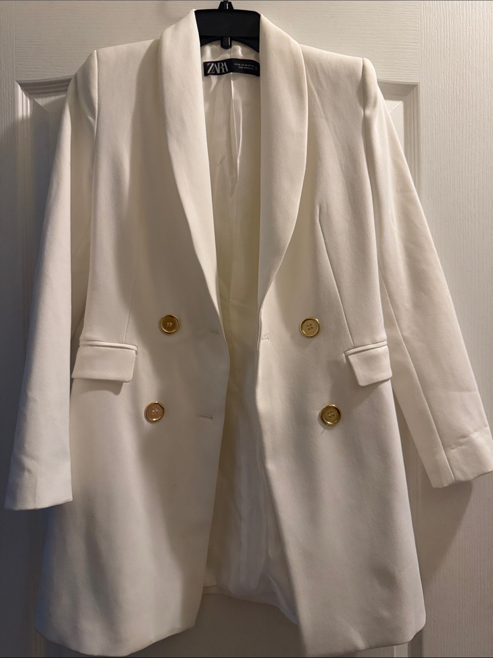 ZARA Cream Double-Breasted Blazer with Gold Buttons
